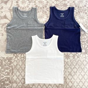 Carter’s NWT 3 pack baby boy 9 mo tank tops navy, grey and white
